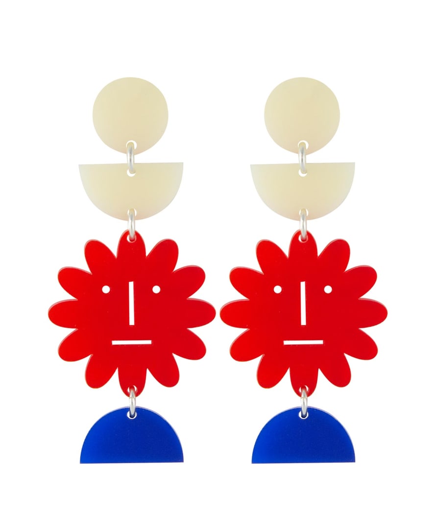 Orella Jewelry Daisy Earrings - Red