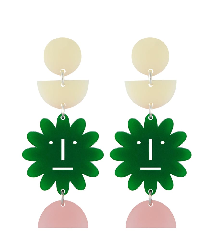 Orella Jewelry Daisy Earrings - Green