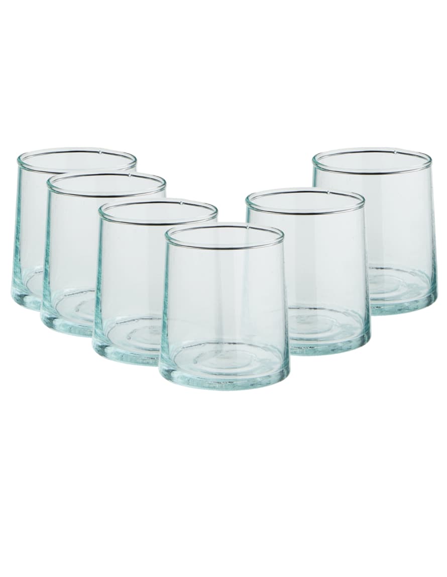 Le verre Beldi Set of 6 Clear Mid Recycled Moroccan Beldi Glasses