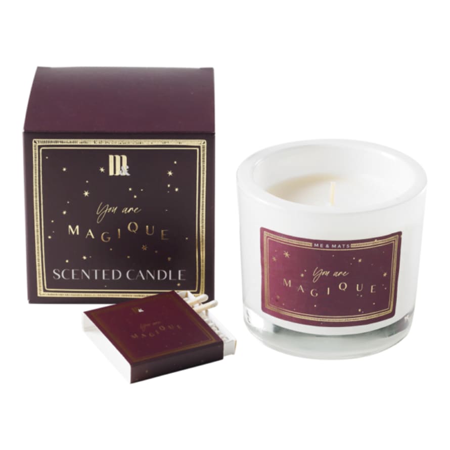 Me&Mats Burgundy Stars Luxury Scented Candle with Matches