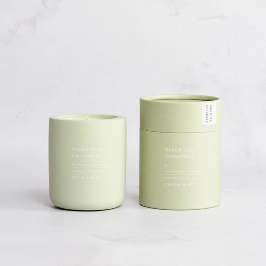 Chickidee Green Tea Cucumber Concrete Candle