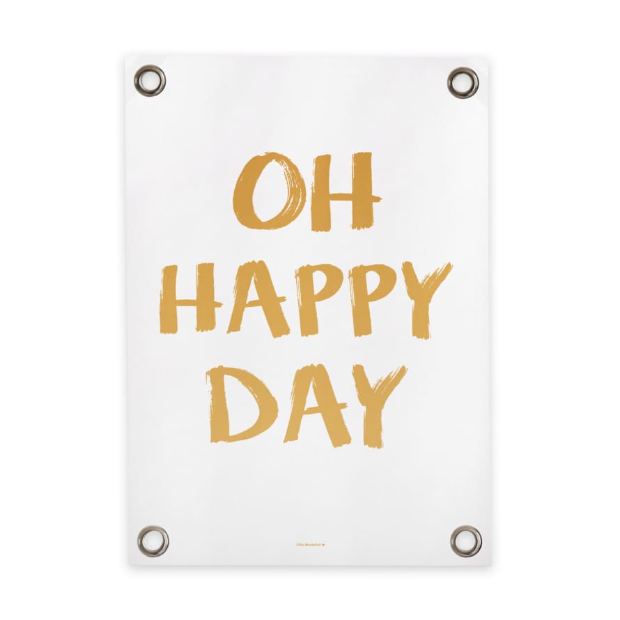 Villa Madelief 50x70cm Tuin Poster Wit Geel Happy Day