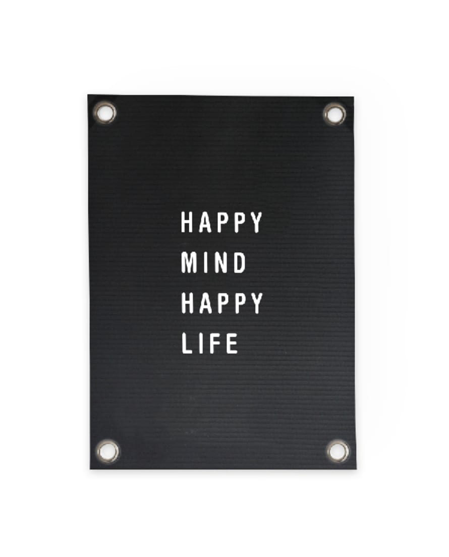 Villa Madelief 50x70cm Letterbord Happy Mind Happy Life Tuinposter