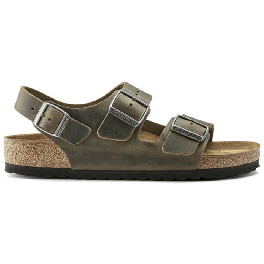 Birkenstock Milano Fl Sandals Faded Khaki Oiled Leather