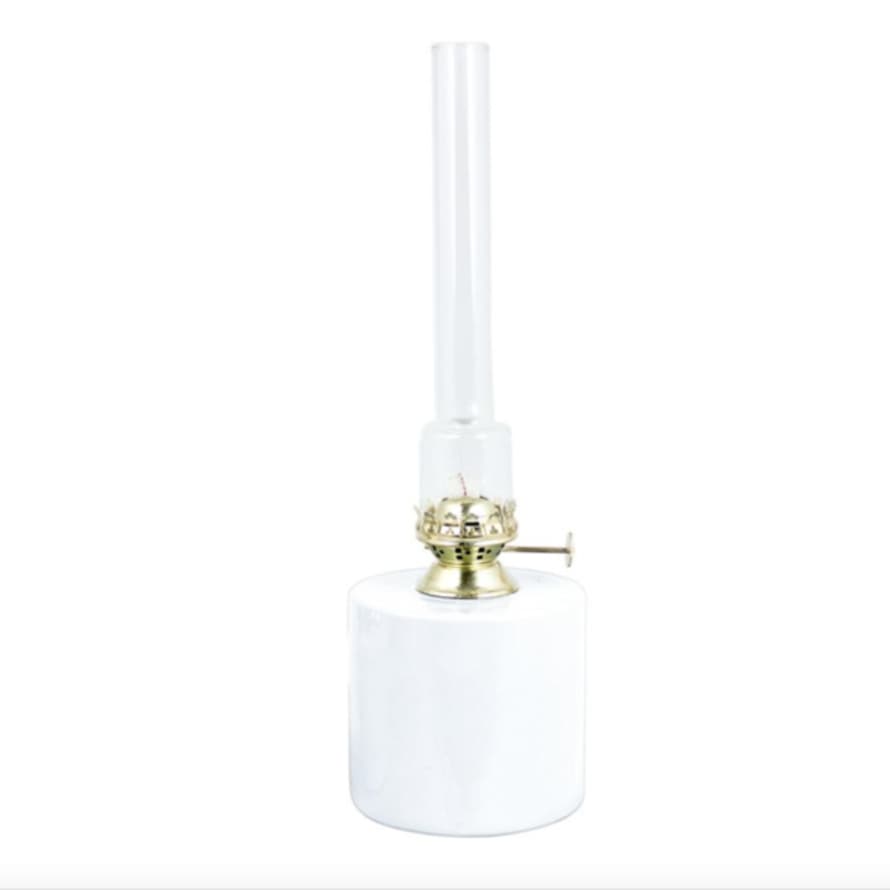 Strömshaga Oil Lamp In White W Brass Large 30 cm