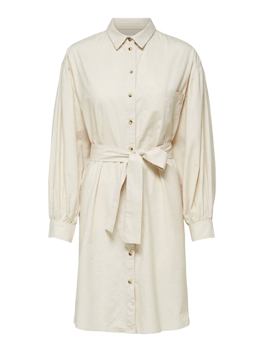 Selected Femme Cecile Short Shirt Dress - Sandshell 