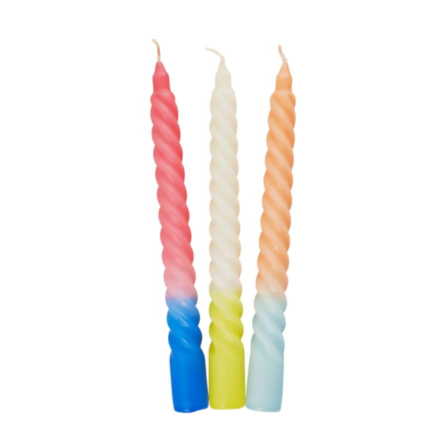 rice Twist Two Tone Candles Set of Three