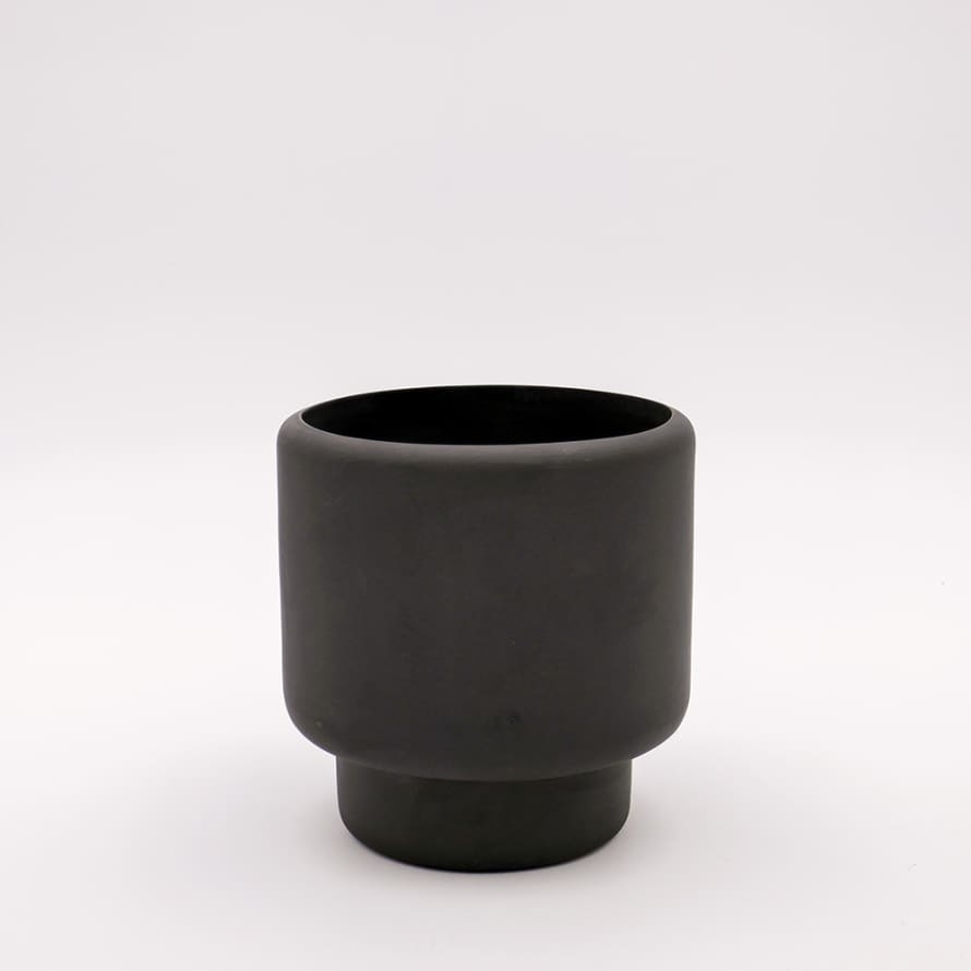 Aaron Probyn Botany Black Porcelain Plant Pot with Dish