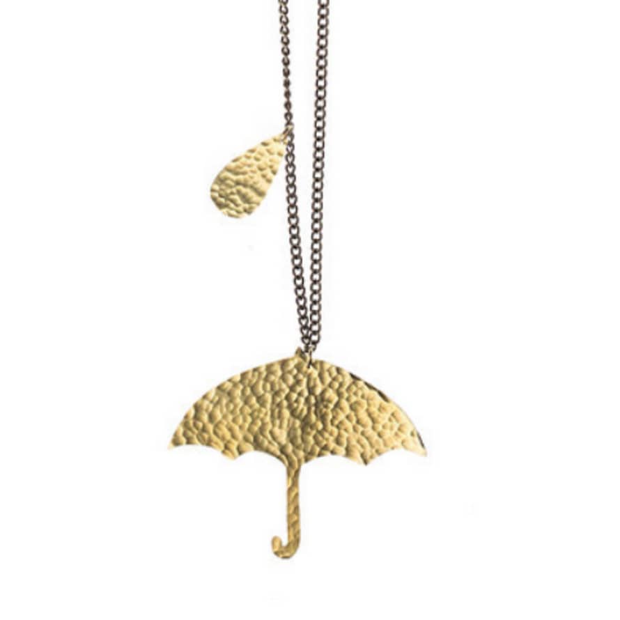 Just Trade  Hammered Brass Umbrella Necklace