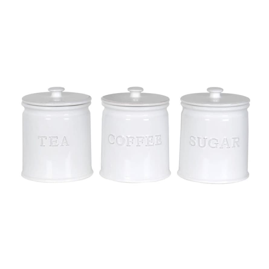 livs White Ceramic Tea Coffee Sugar Set