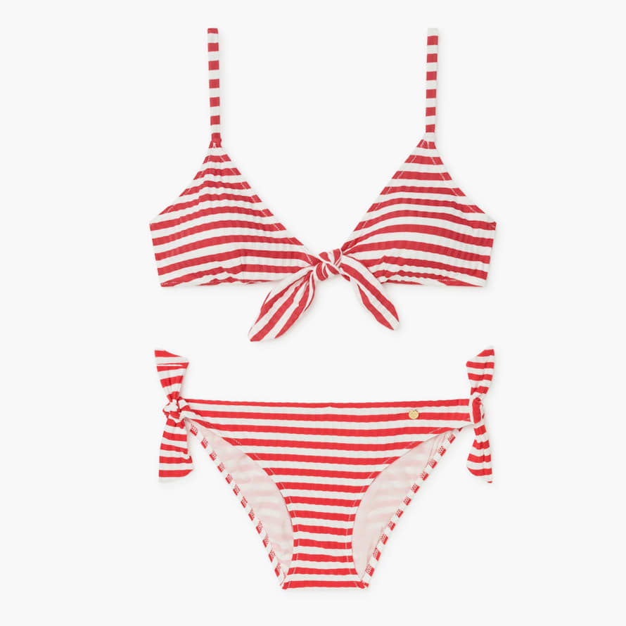 Bohodot Red + White Stripes Bikini