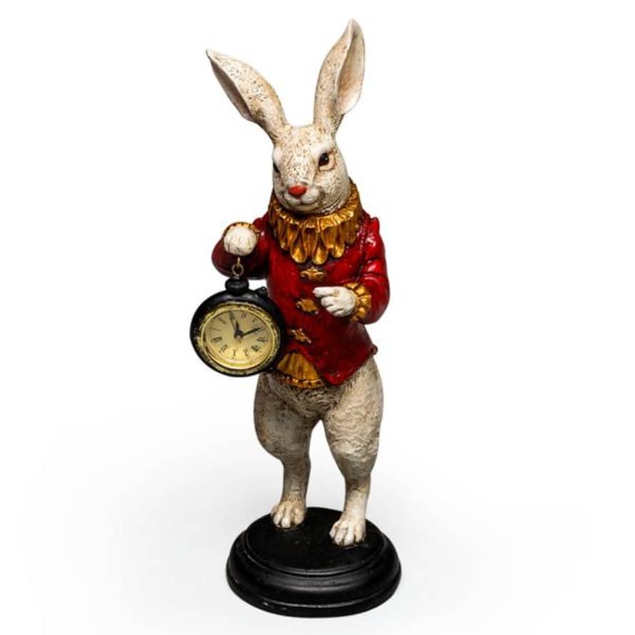 livs White Rabbit Standing Clock Red