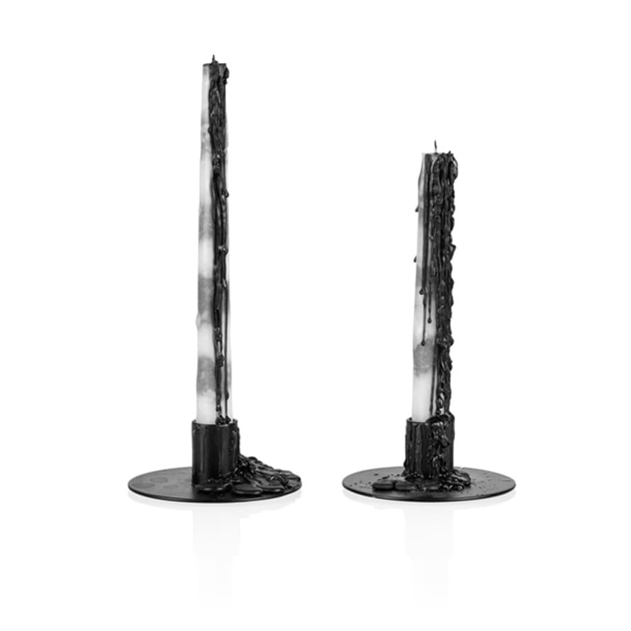Bitten Design Black Dripping Candles - (Set Of 2)