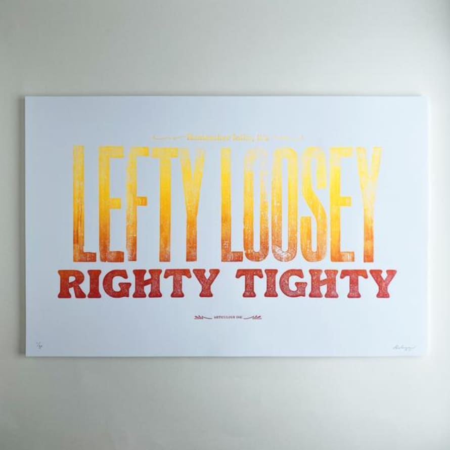 Meticulous Ink Lefty Loosey Limited Edition Letterpress Art Print