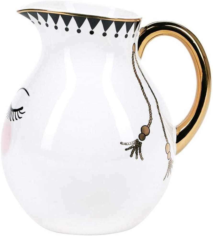 Miss Etoile Icons Bone China Jug/Pitcher with Gold Handle 1.2 Litre