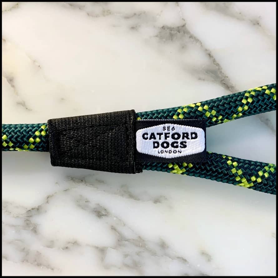 Catford Dogs Dog Lead in Pine/Neon Green