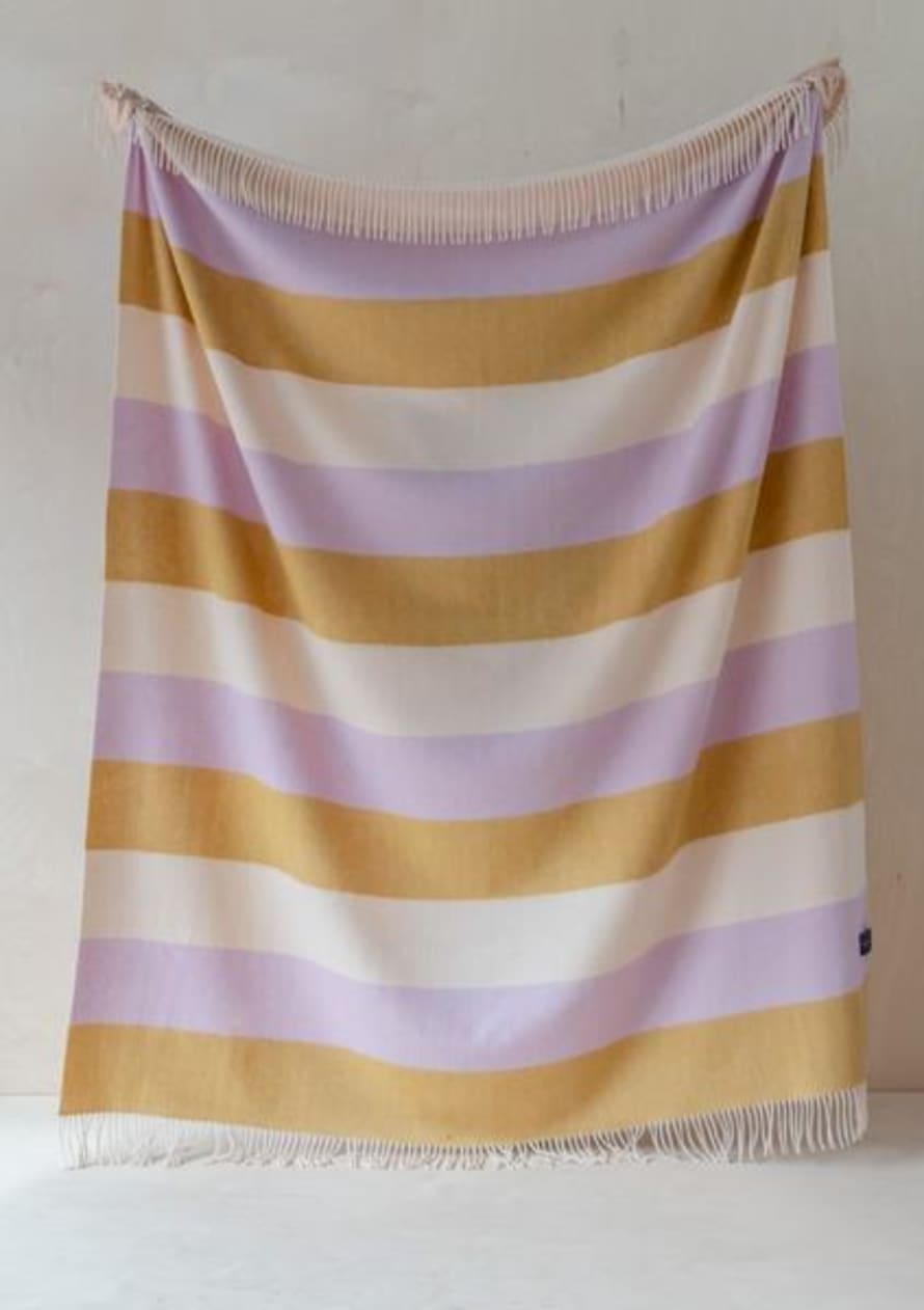 The Tartan Blanket Company Lambswool Blanket In Lilac Candy Stripe