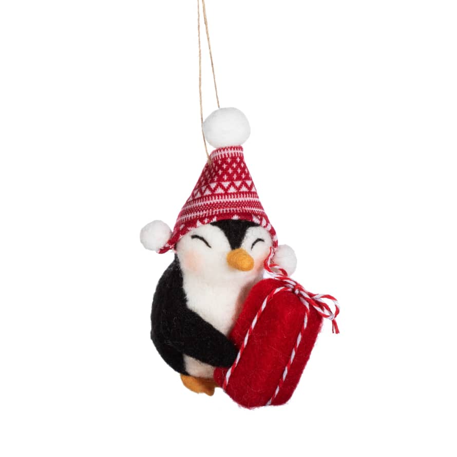 Sass & Belle  Penguin with Gift Felt Decoration