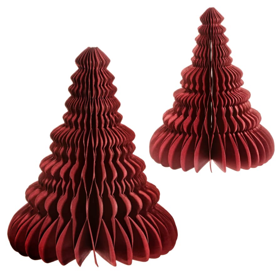 Sass & Belle  Crimson Honeycomb Tree Standing Decoration - Set of 2