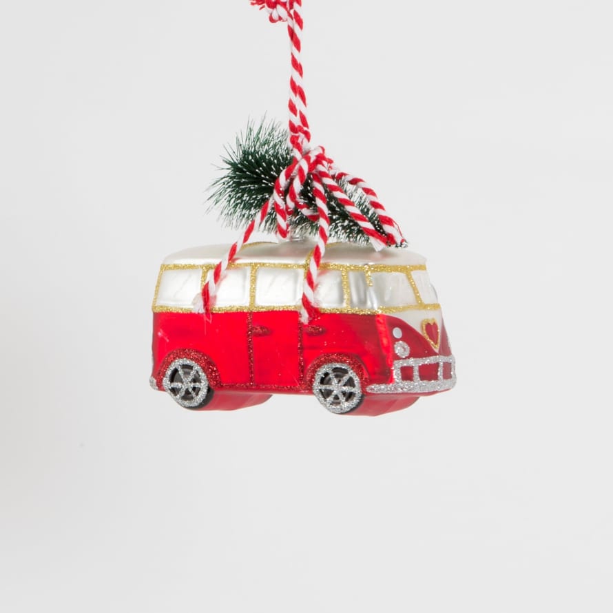 Sass & Belle  Coming Home For Xmas Love Camper Van Shaped Bauble