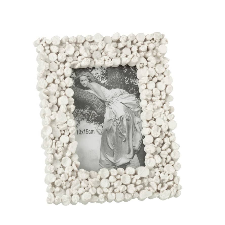 J-Line White Photo Frame With Stones