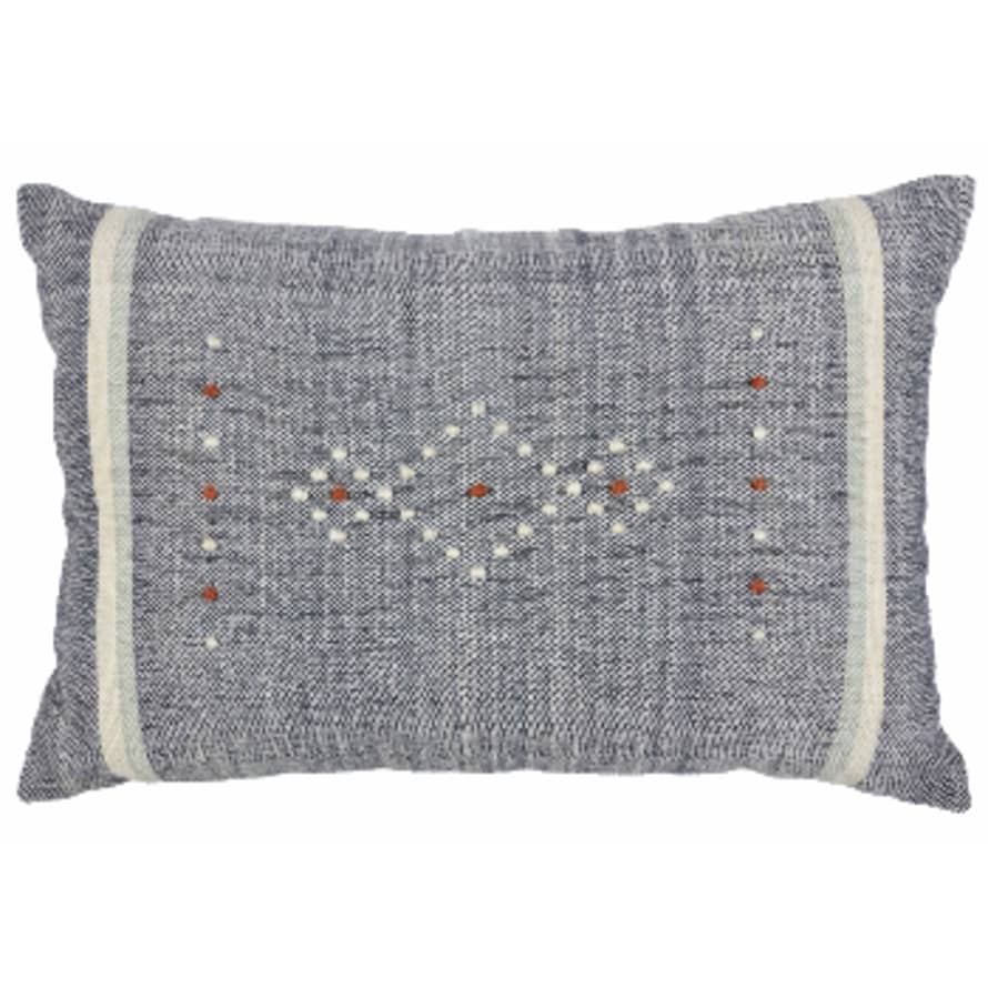 The Painted Bird Blue/Grey Embroidered Cushion