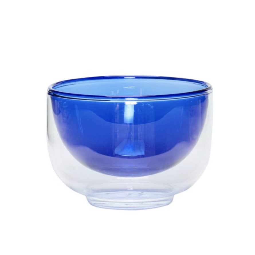 Hubsch Double Wall Clear Glass Bowl with Blue Layered 350ml