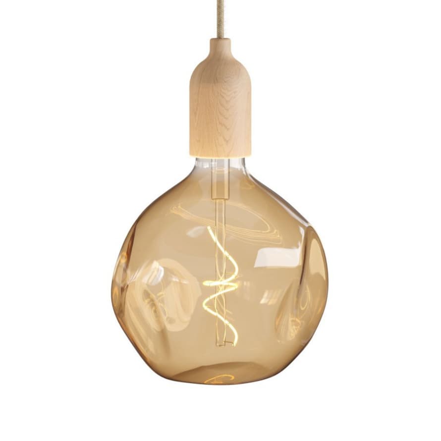Creative Cables Pendant Light with Fabric Cable and Wood Finishing