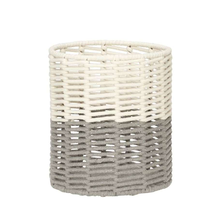 Hubsch Cream and Grey Round Cotton Rope Basket in Medium