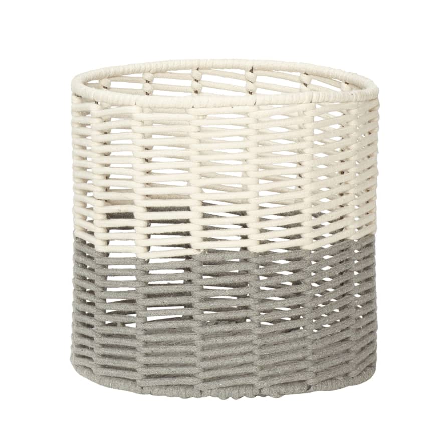 Hubsch Cream and Grey Round Cotton Rope Basket in Large