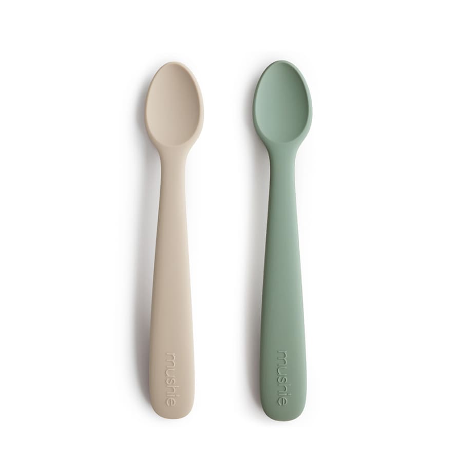 Mushie Sand and Cambridge Blue Baby Spoons