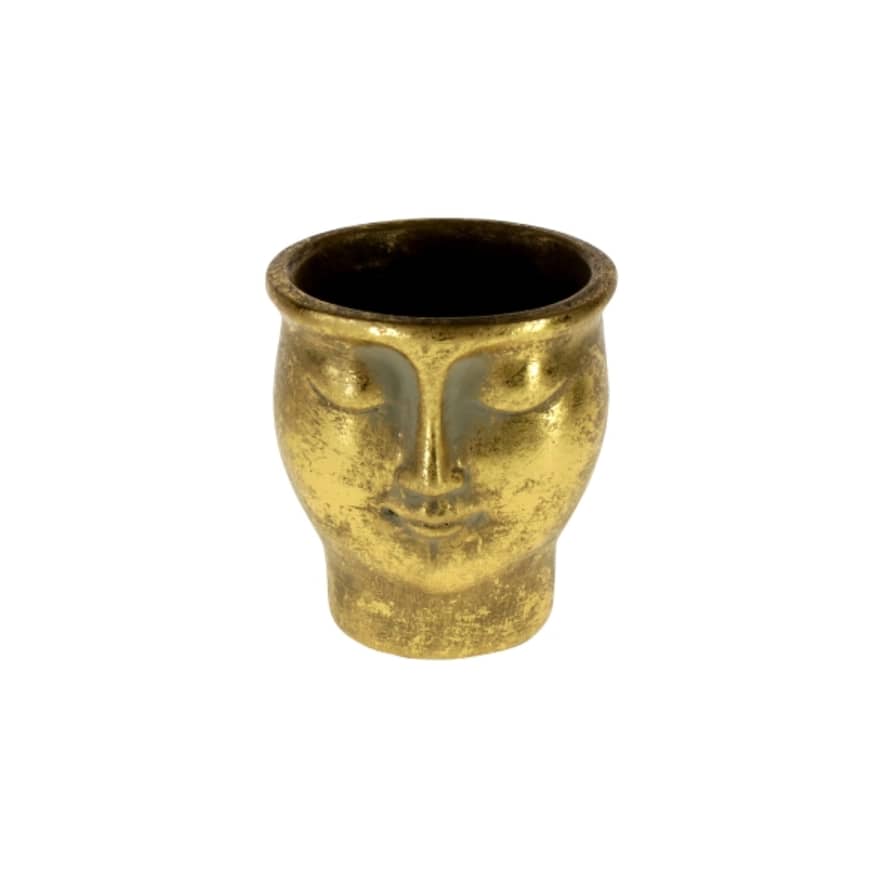 &Quirky Visage Gold Head Planter Small