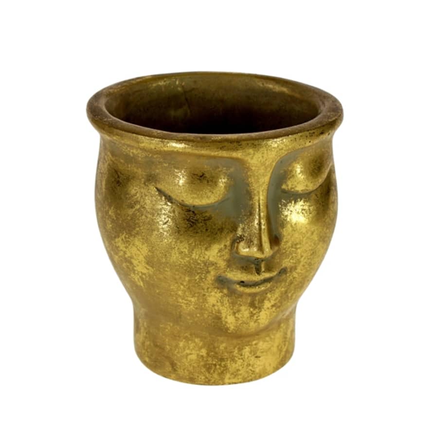 &Quirky Visage Gold Head Planter Large