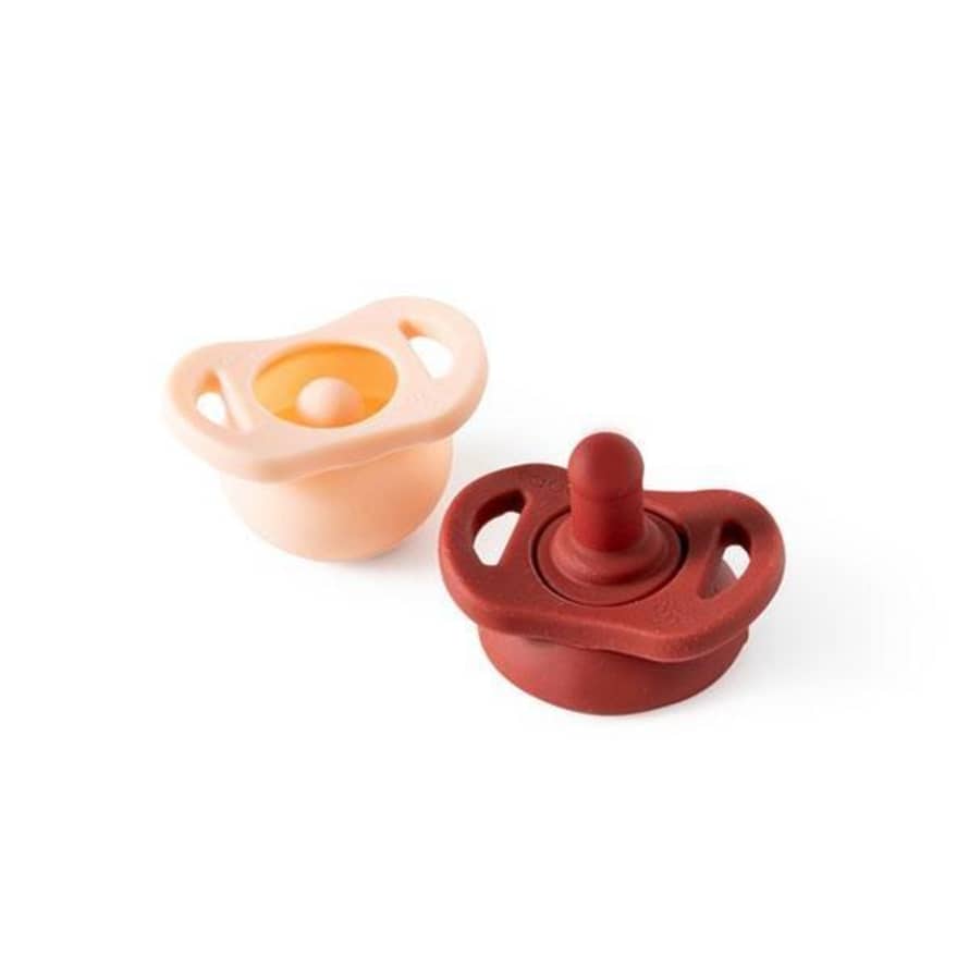 Doddle and Co Pop & Go Pacifier Dummy in Just Peachy & Upper Rust Set of 2