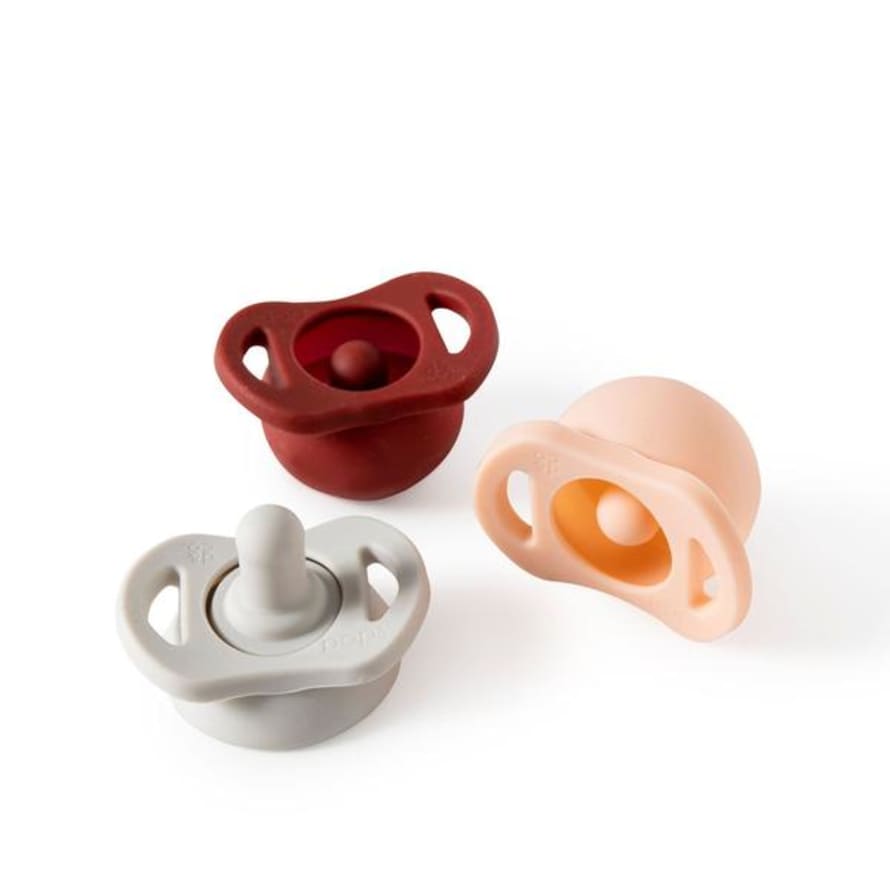 Doddle and Co Pop & Go Pacifier Dummy in Rust, Peach & Cream Set of 3