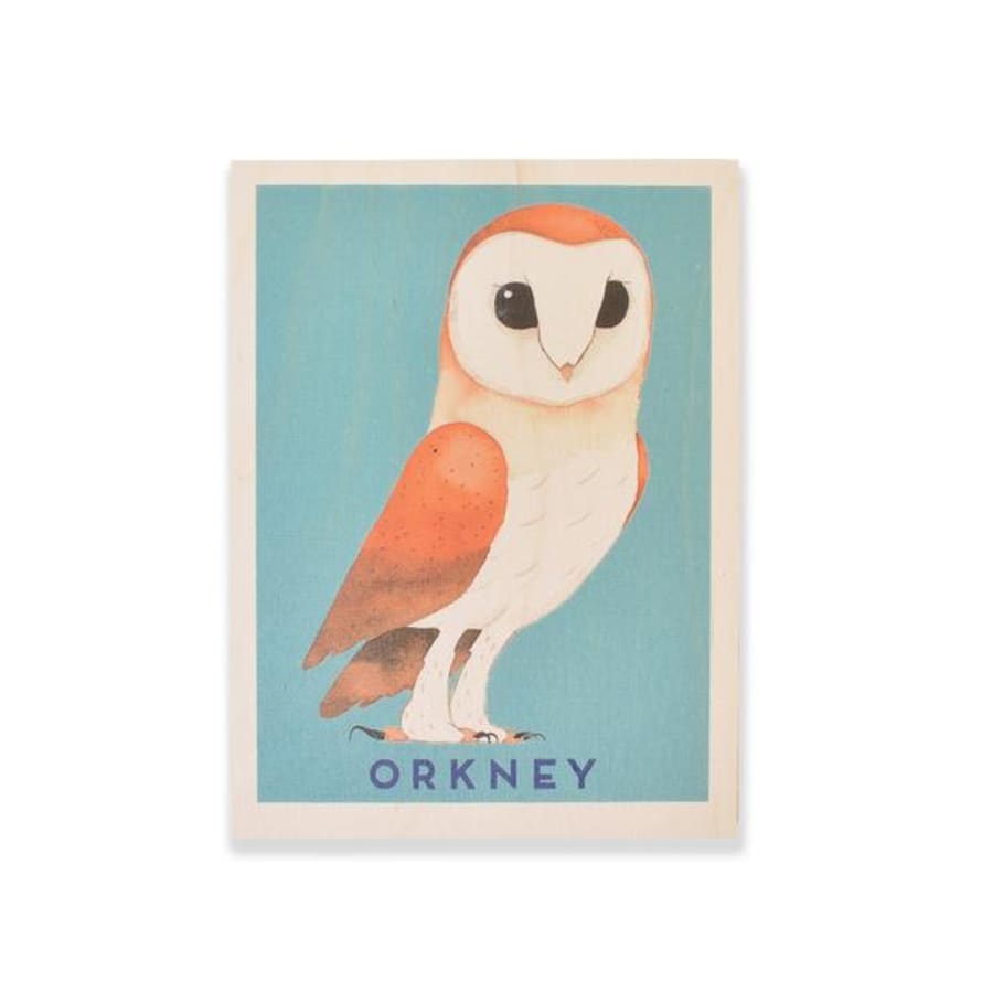 The Wooden Postcard Company Orkney Barn Owl Wooden Wall Art