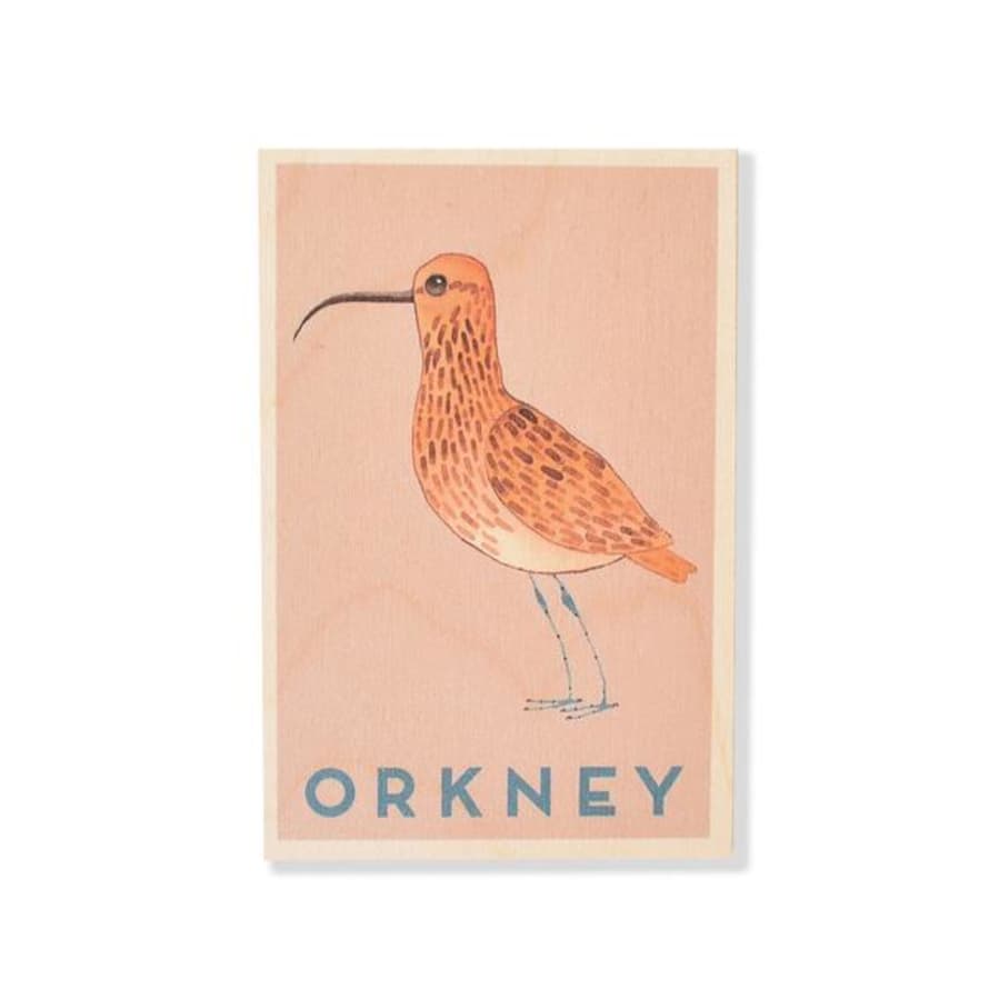 The Wooden Postcard Company Orkney Curlew Postcard
