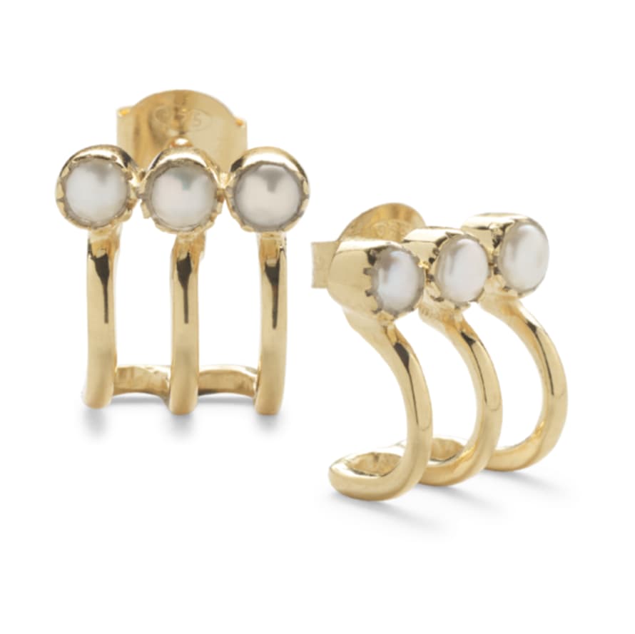 Just Vimla Pearl Earrings Gold