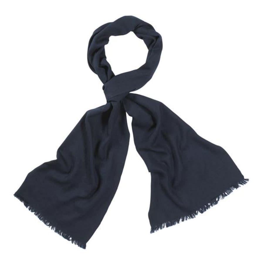 So Just Shop - The Collection Navy Blue Handloomed 100 Fine Wool Scarf