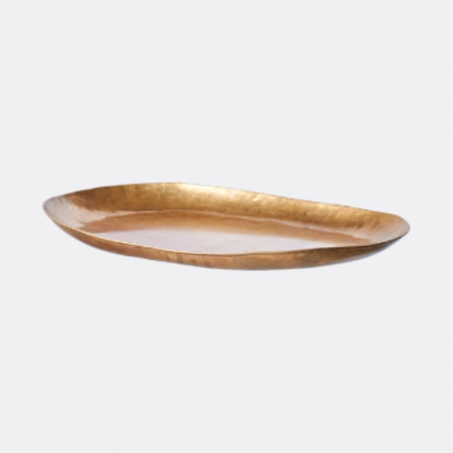Pura Cal Big Oval Brass Tray handcrafted with rustic look 27x42x3 