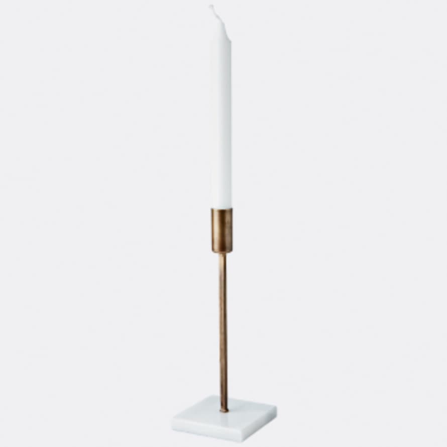 Pura Cal Brass and Marble Big Candle Holder 
