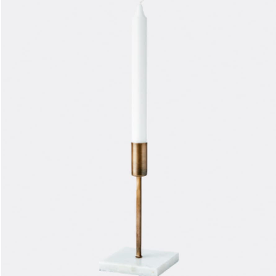 Pura Cal Brass and Marble Small Candle Holder