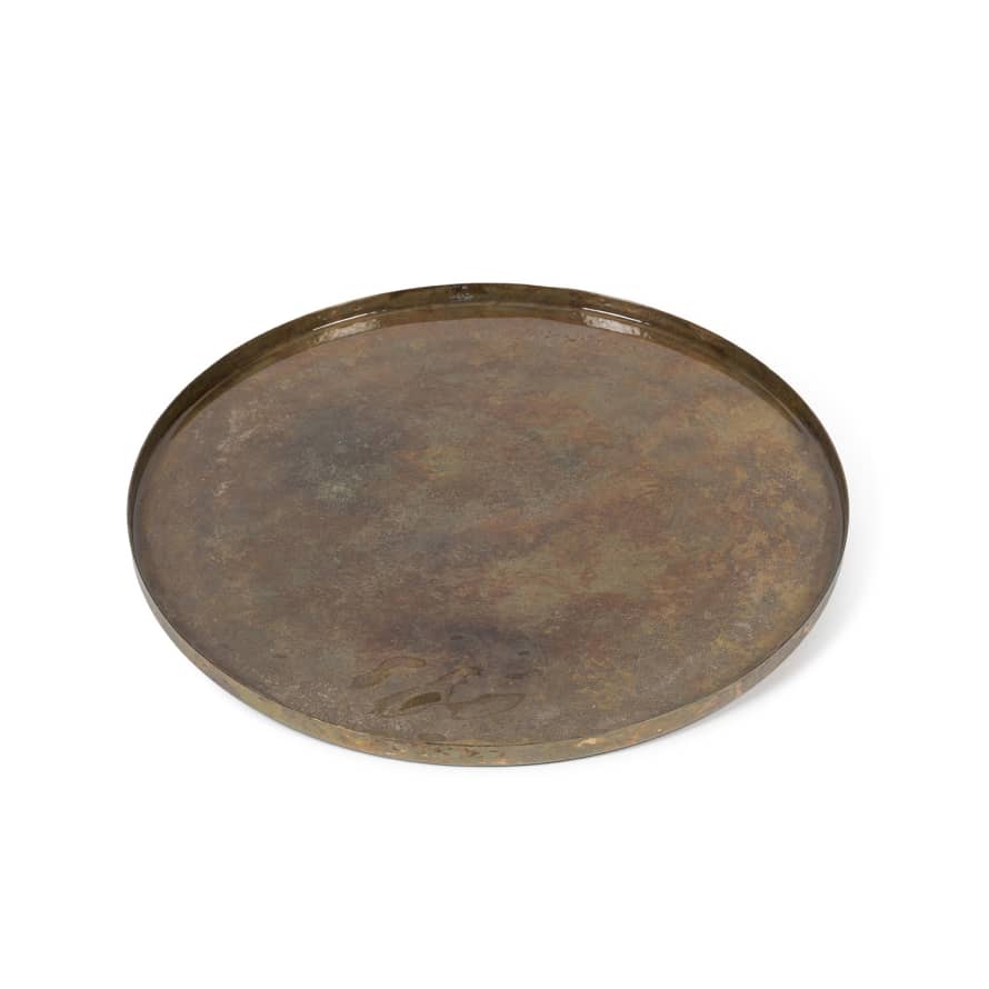 Dekocandle Green Gold Metal Patina Enamel Platter
