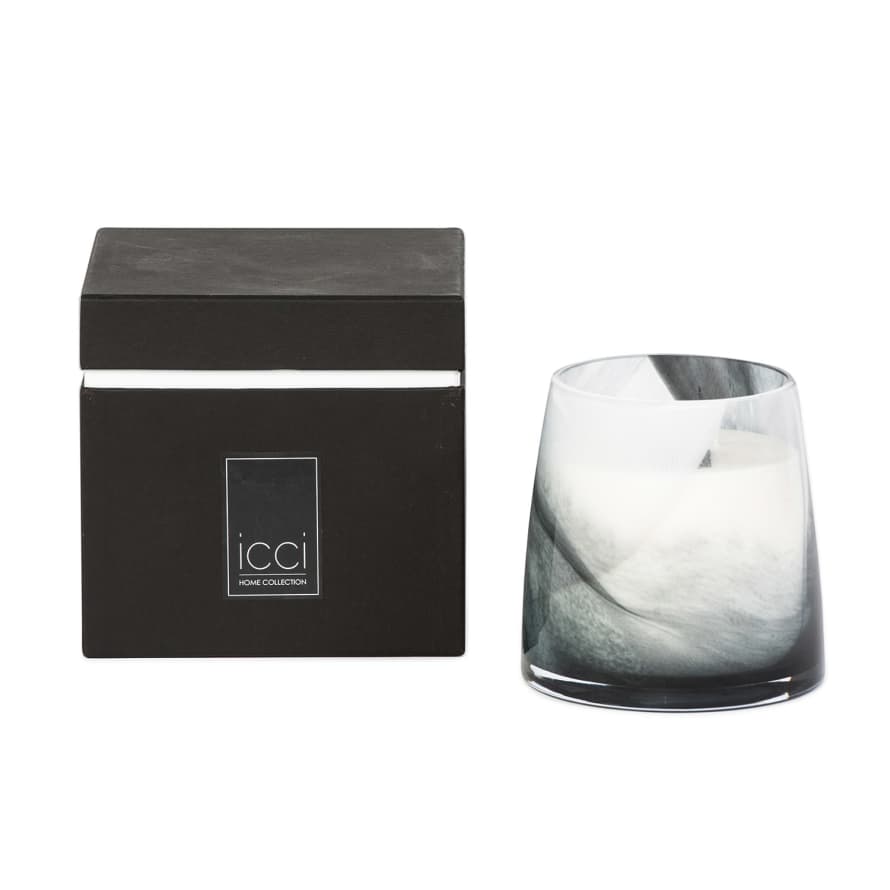 Dekocandle Cedre The Vert Black And White Waves Scented Candle