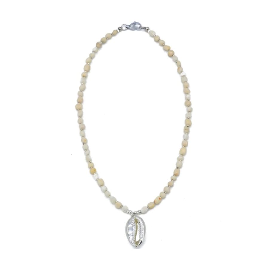 Nilu White Stone Necklace with Shell