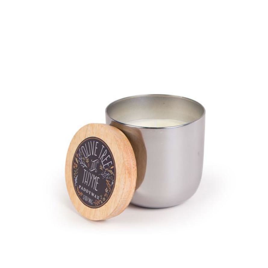 Paddywax Olive Tree Thyme Silver Metallic Candle