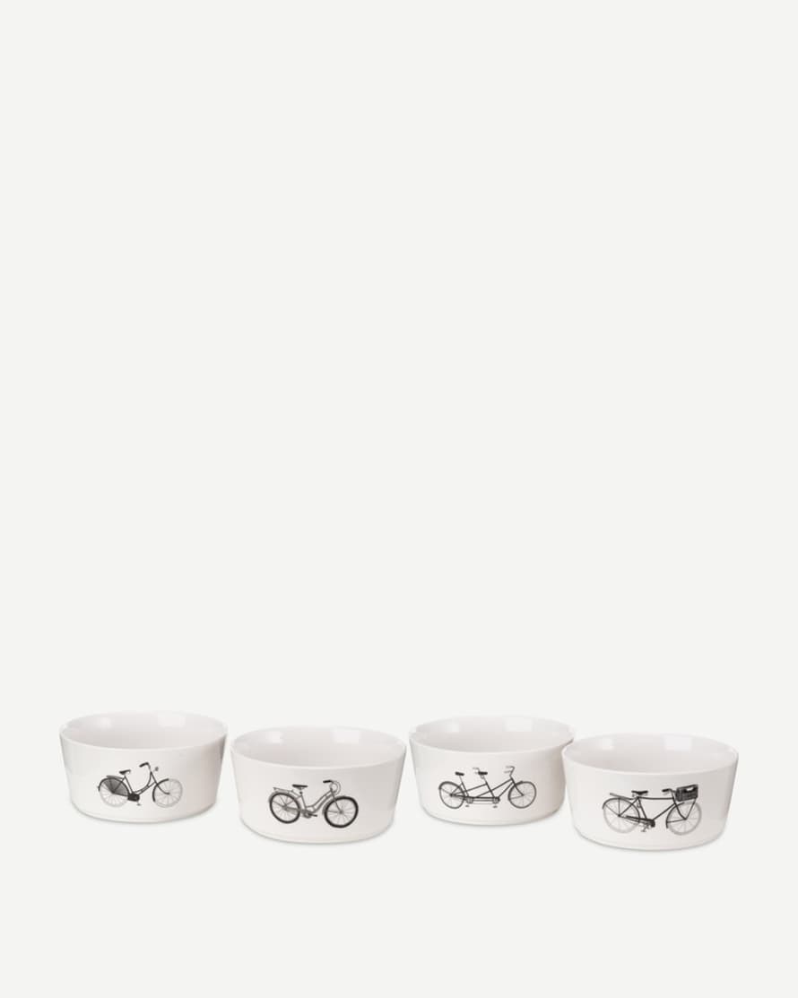 Pols Potten Set 4 White Bikes Snack Bowl