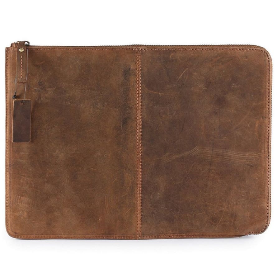 Hydestyle Distressed Brown Leather Mac Book Sleeve