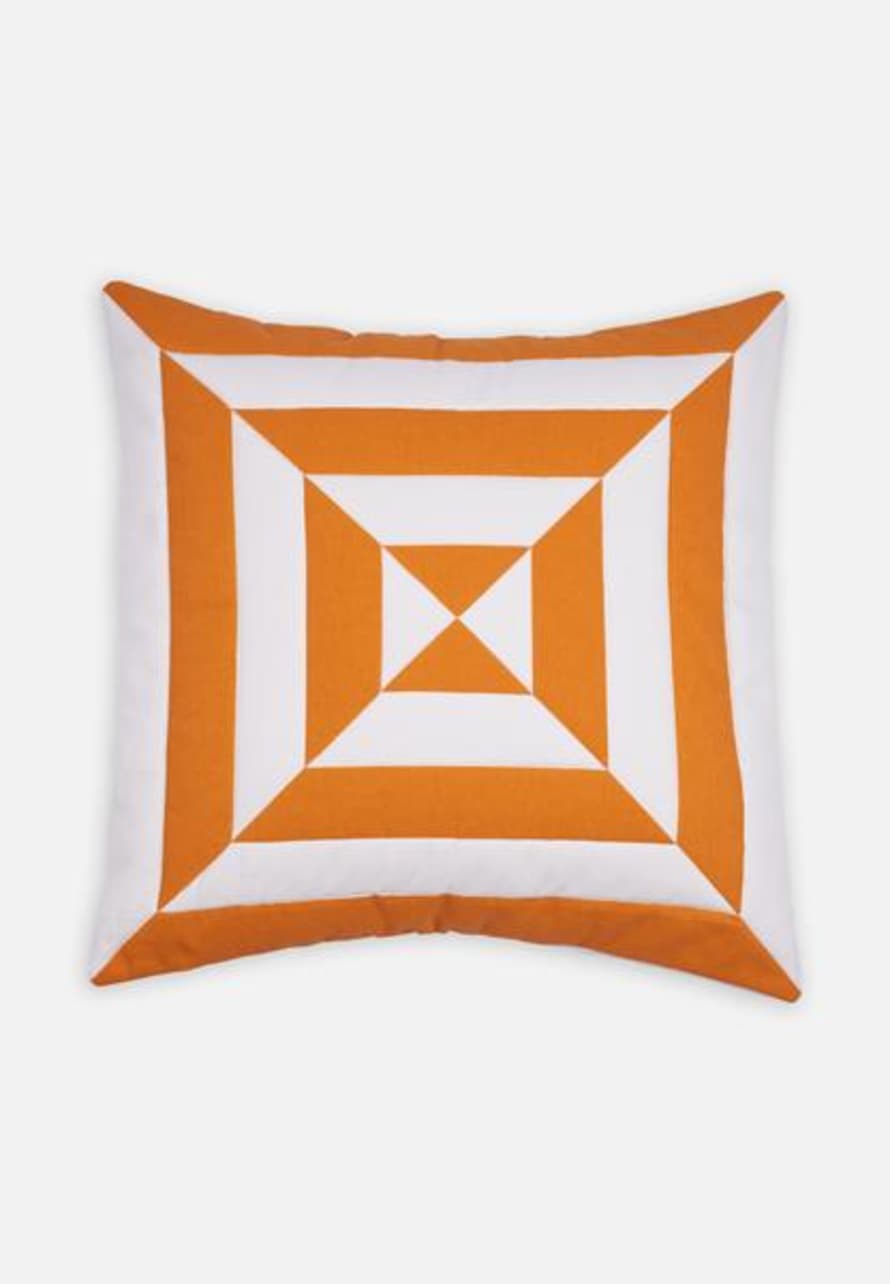 EL PUENTE Quilted Cushion With Abstract Pattern Orange White