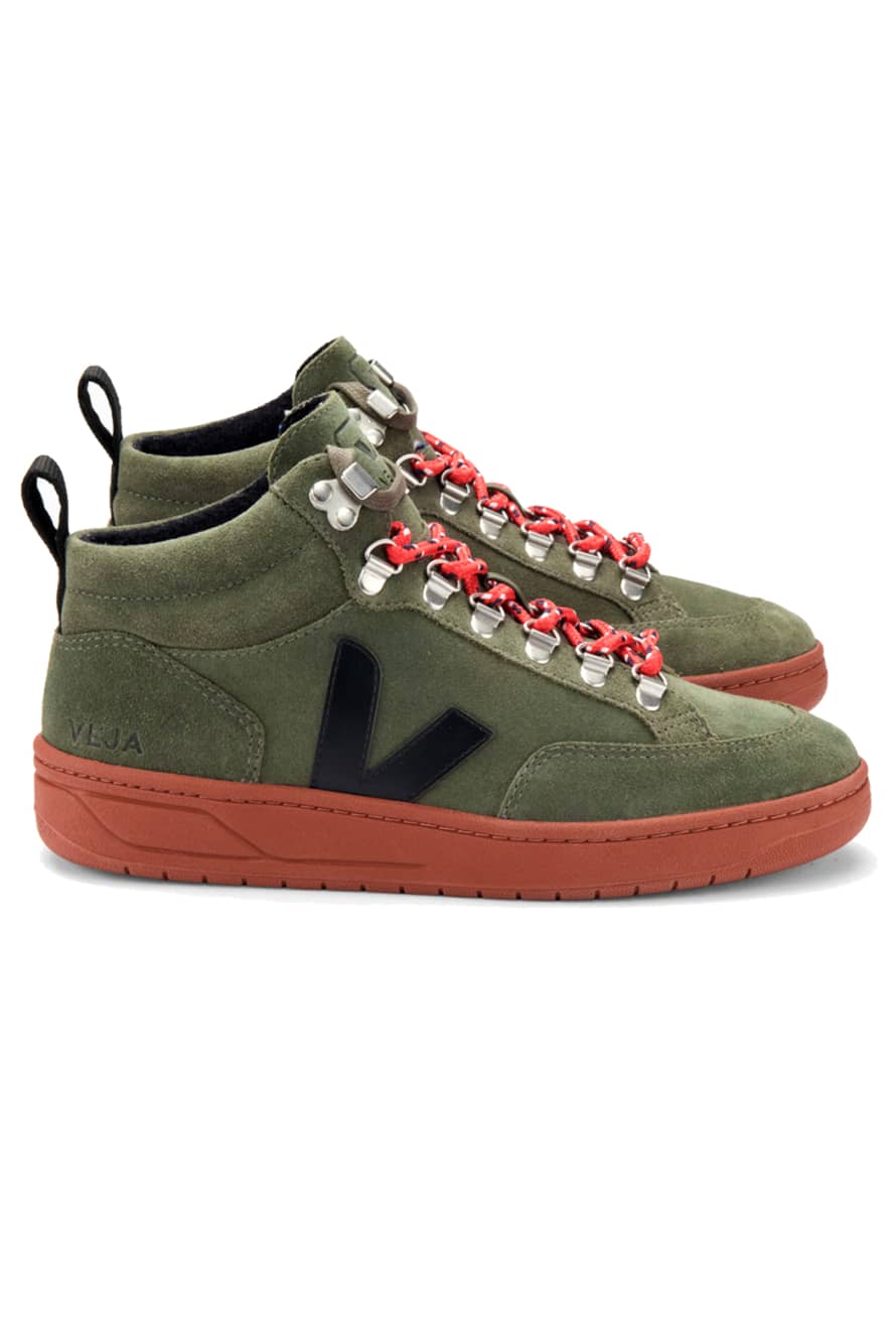 Veja Roraima Suede High Top Trainers - Olive Black